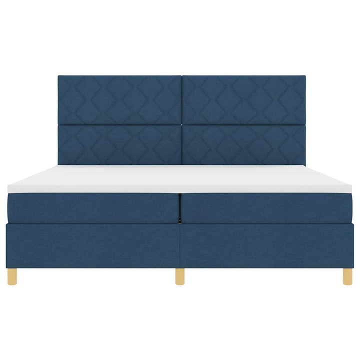 Box spring seng med madras med hovedgærde Blå 200 x 200 cm Stof