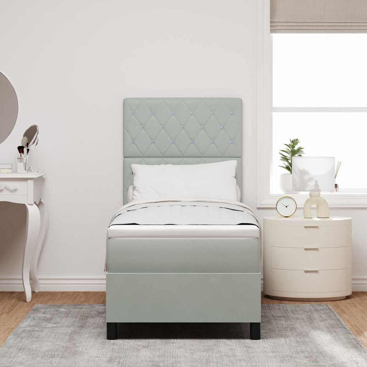 Box spring seng med madras Lysegrå 80 x 200 cm Fløjl