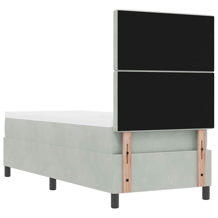 Box spring seng med madras Lysegrå 80 x 200 cm Fløjl