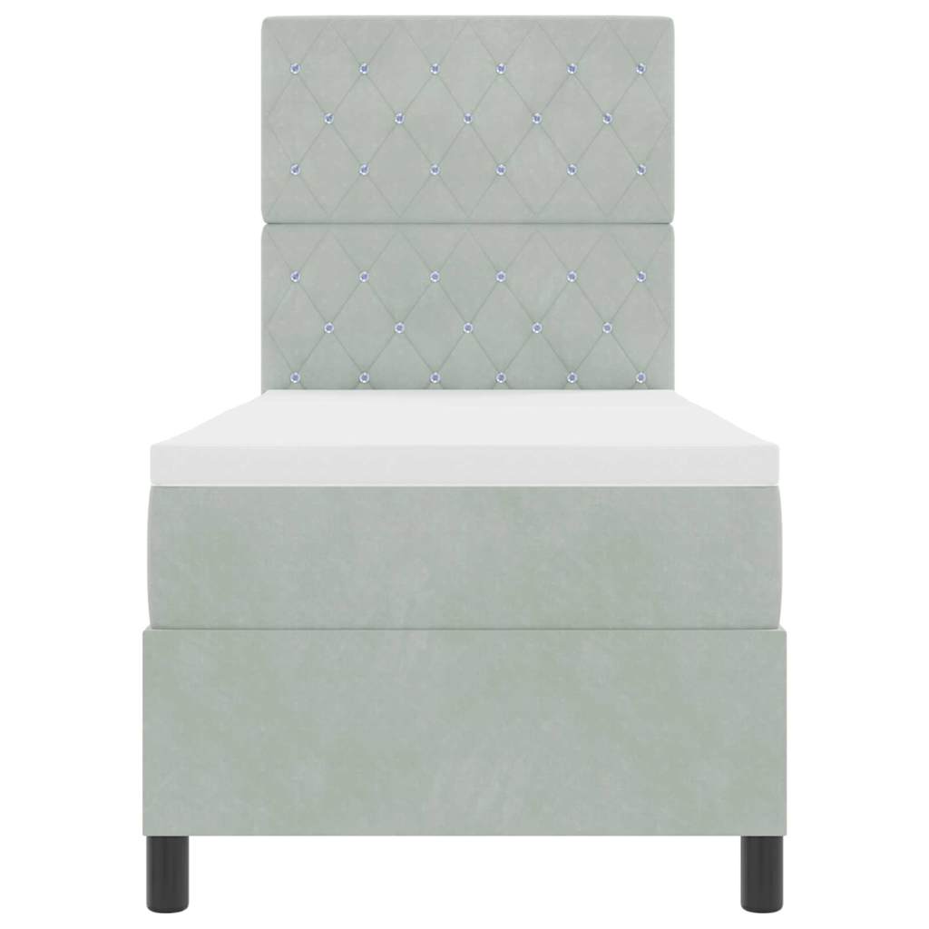 Box spring seng med madras Lysegrå 80 x 200 cm Fløjl