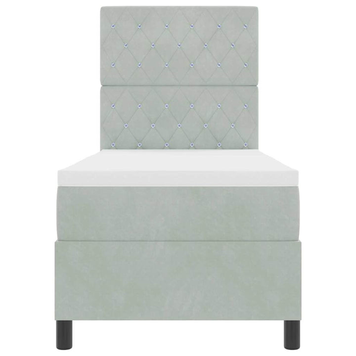 Box spring seng med madras Lysegrå 80 x 200 cm Fløjl