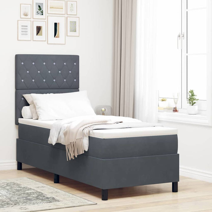 Box spring seng med madras Mørkegrå 80 x 200 cm Fløjl