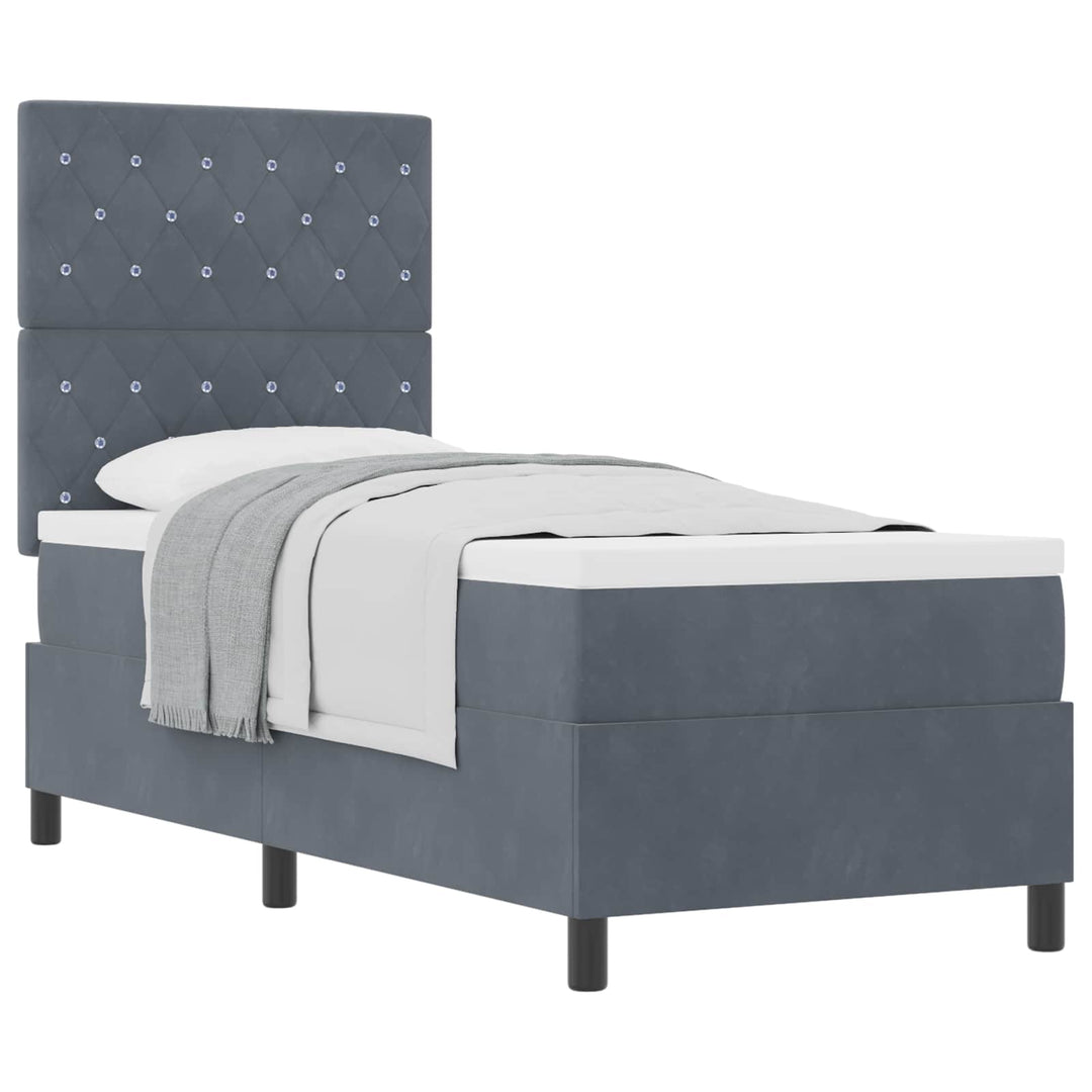 Box spring seng med madras Mørkegrå 80 x 200 cm Fløjl
