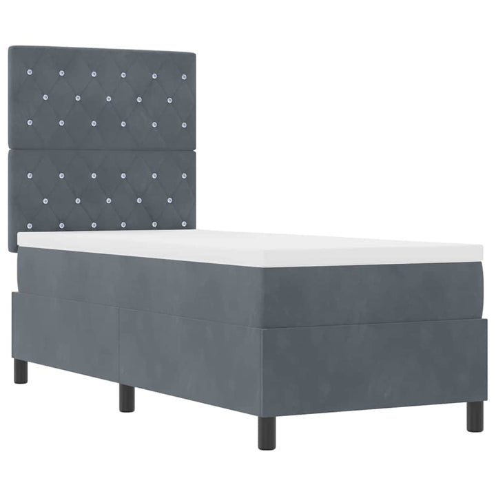 Box spring seng med madras Mørkegrå 80 x 200 cm Fløjl