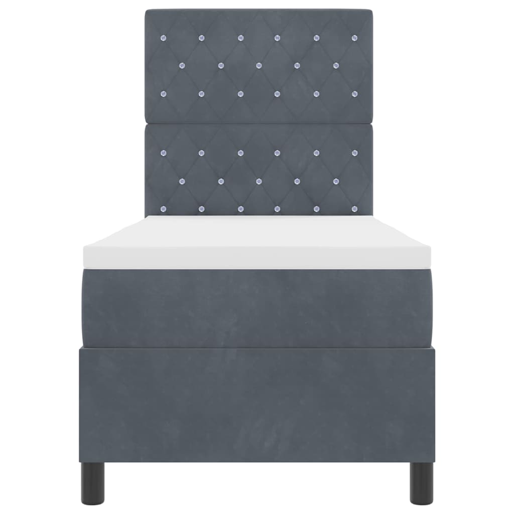 Box spring seng med madras Mørkegrå 80 x 200 cm Fløjl