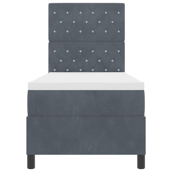Box spring seng med madras Mørkegrå 80 x 200 cm Fløjl