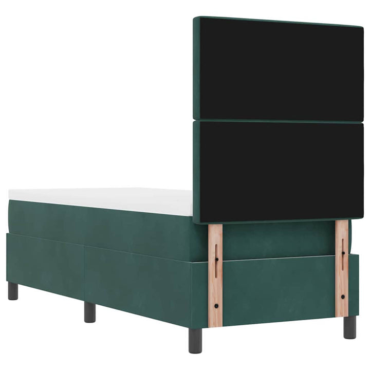 Box spring seng med madras Mørkegrøn 80 x 200 cm Fløjl