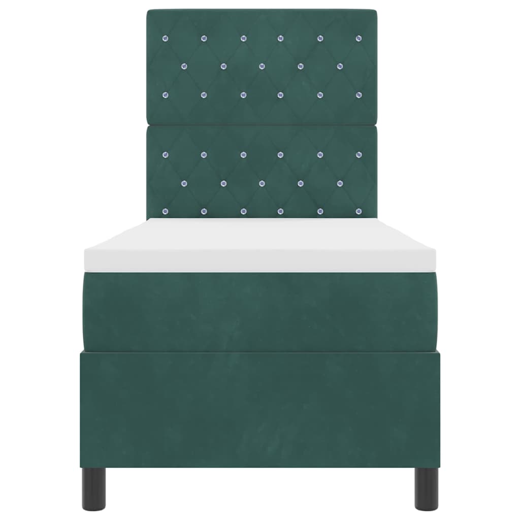 Box spring seng med madras Mørkegrøn 80 x 200 cm Fløjl