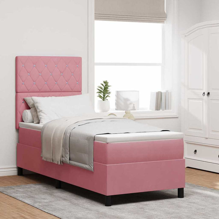 Box spring seng med madras Lyserød 80 x 200 cm Fløjl
