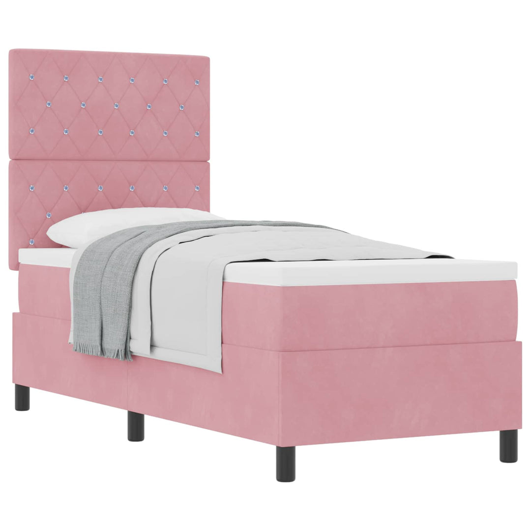 Box spring seng med madras Lyserød 80 x 200 cm Fløjl