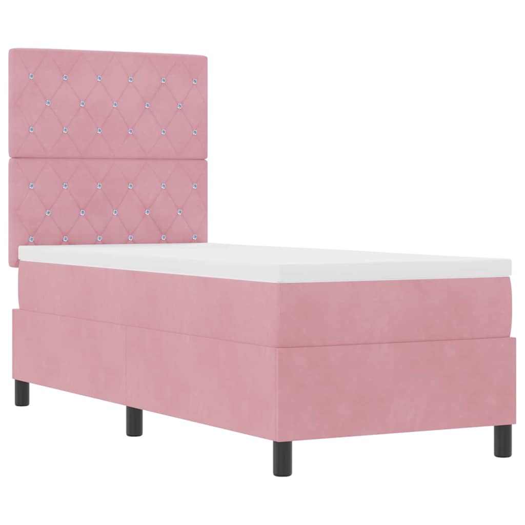 Box spring seng med madras Lyserød 80 x 200 cm Fløjl