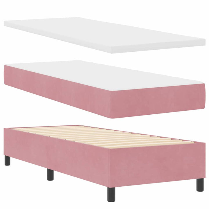 Box spring seng med madras Lyserød 80 x 200 cm Fløjl