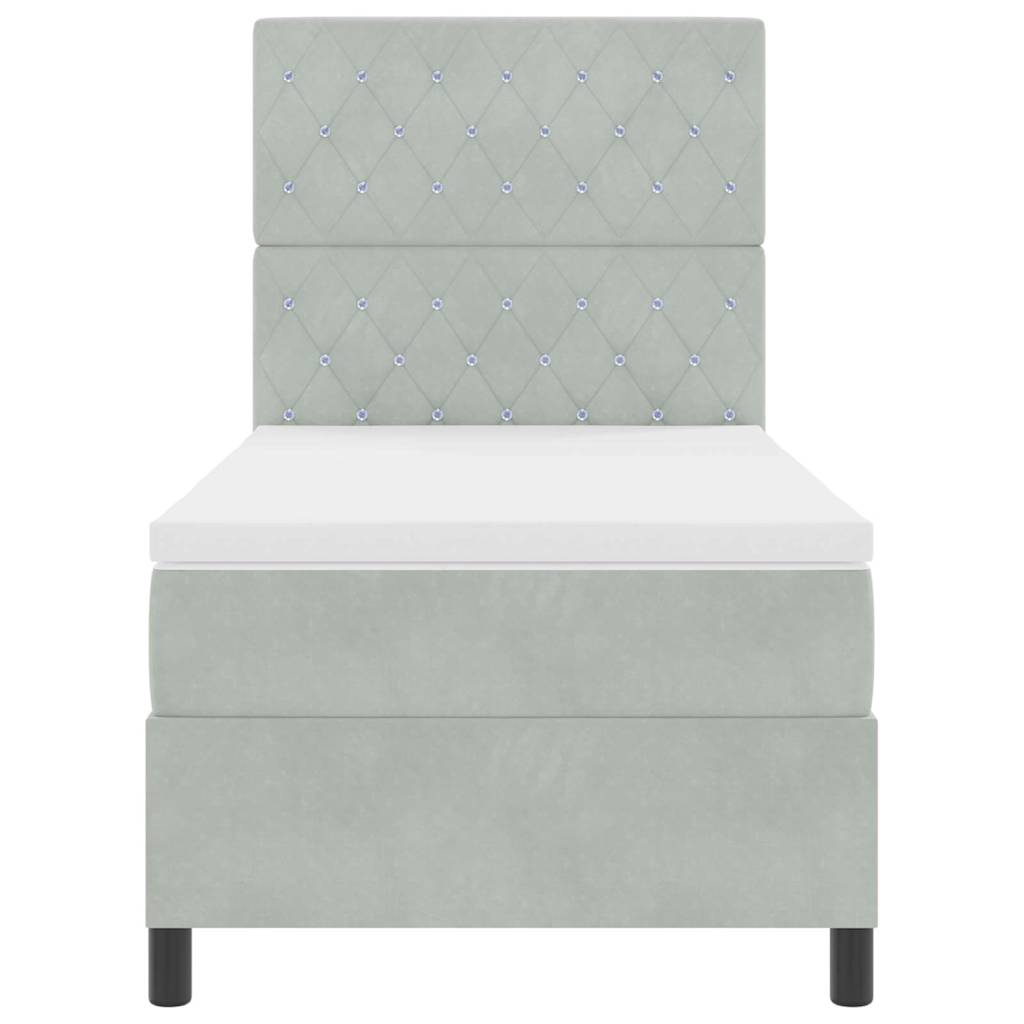 Box spring seng med madras Lysegrå 90 x 190 cm Fløjl