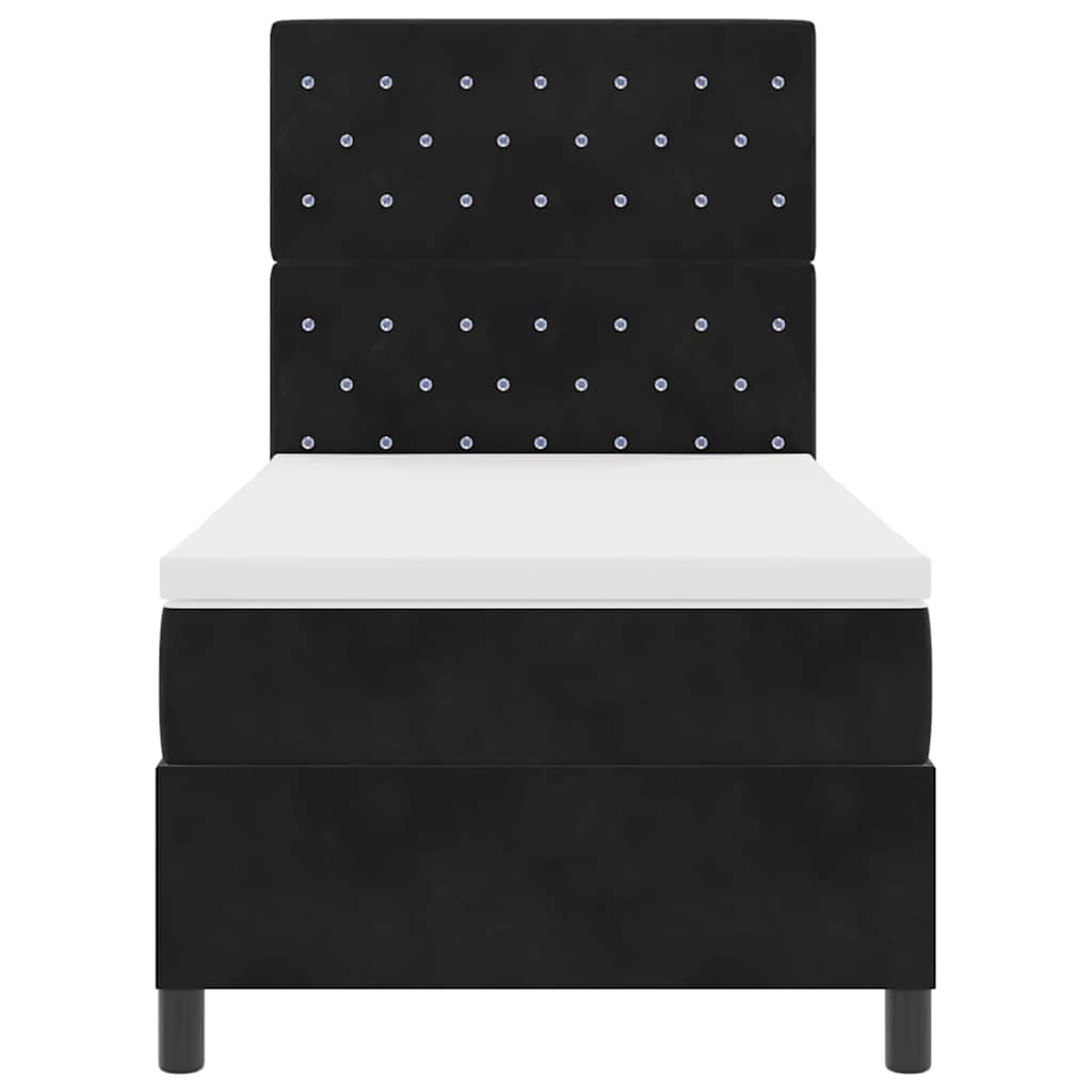 Box spring seng med madras Sort 90 x 190 cm Fløjl