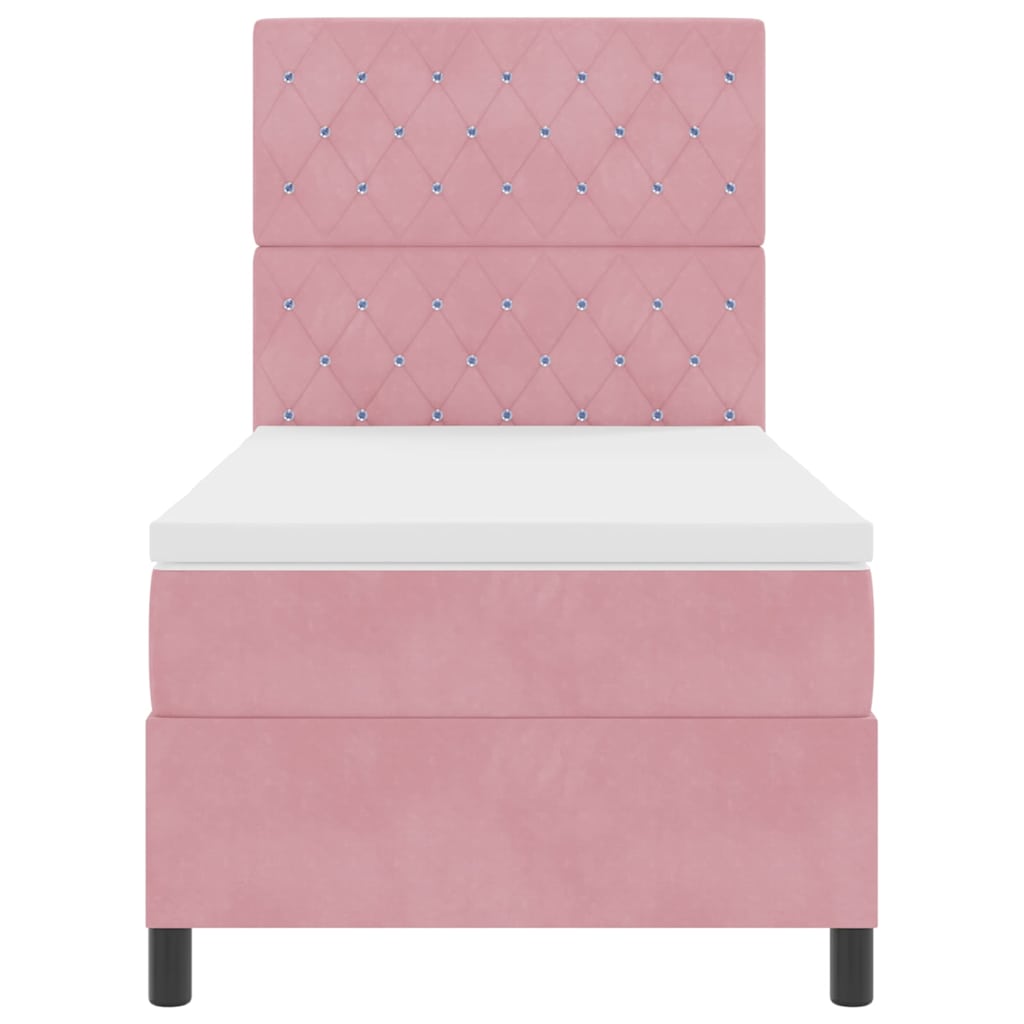 Box spring seng med madras Lyserød 90 x 190 cm Fløjl