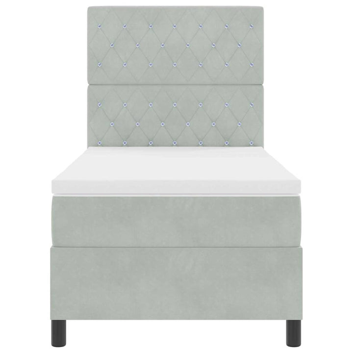 Box spring seng med madras Lysegrå 90 x 200 cm Fløjl