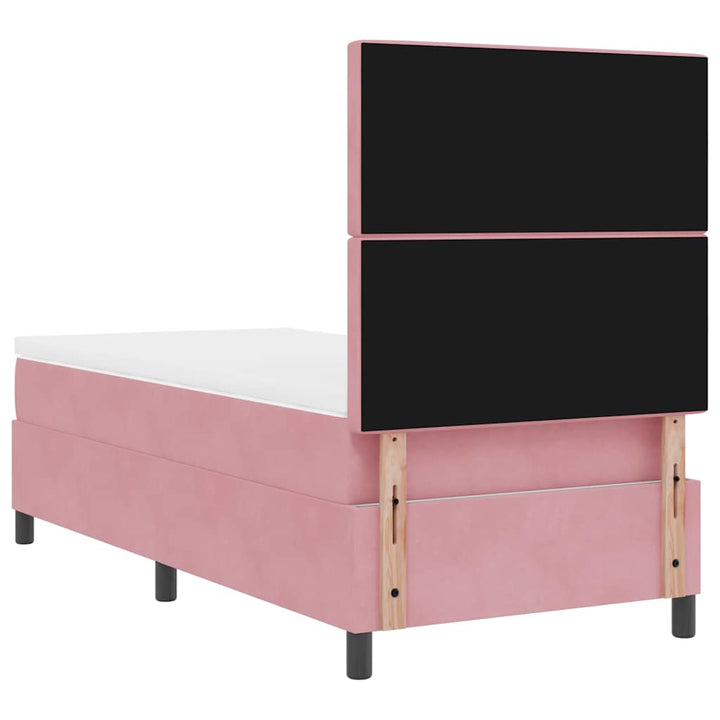 Box spring seng med madras Lyserød 90 x 200 cm Fløjl