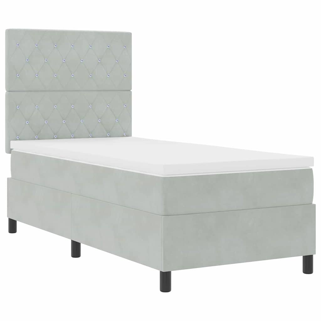 Box spring seng med madras Lysegrå 100 x 200 cm Fløjl