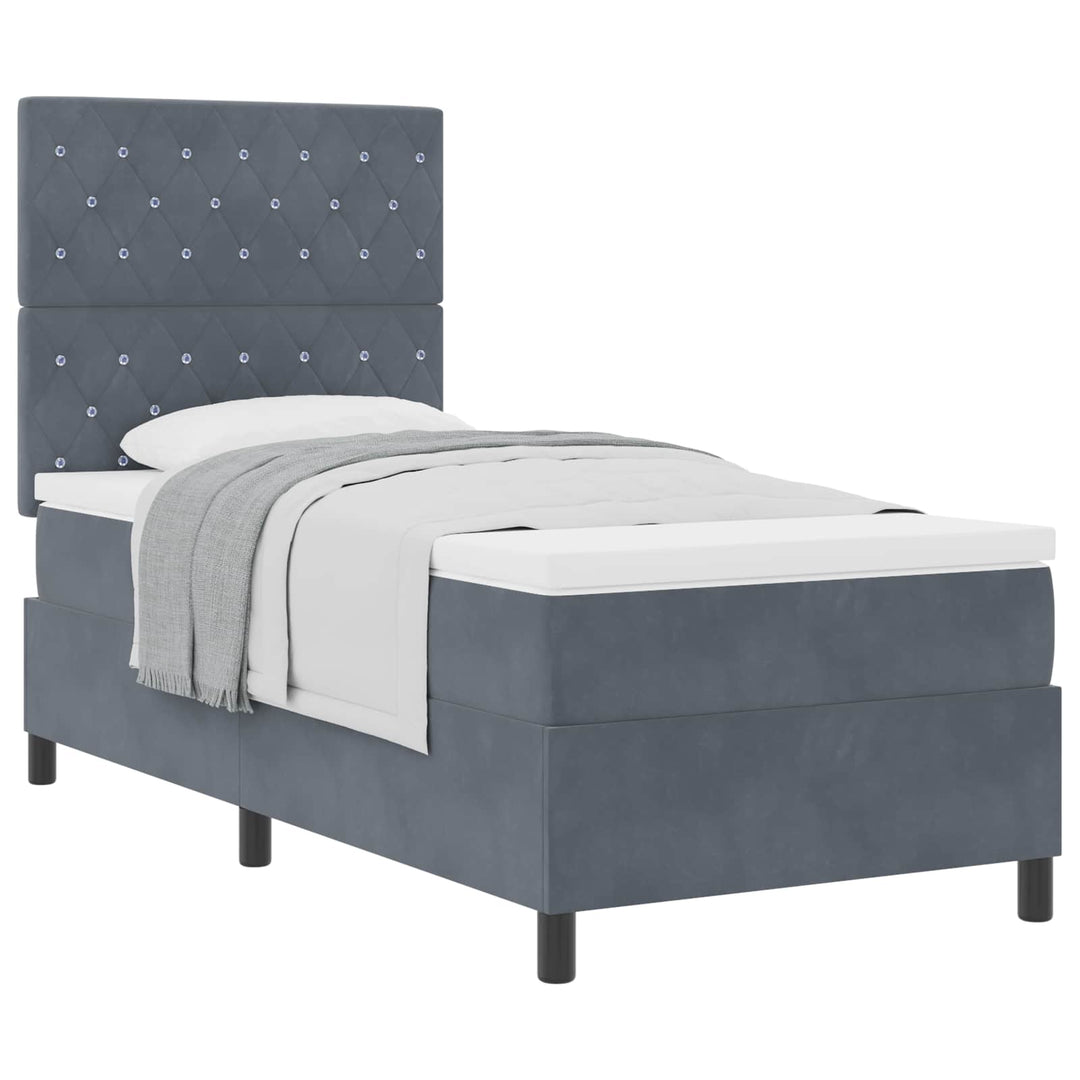 Box spring seng med madras Mørkegrå 100 x 200 cm Fløjl