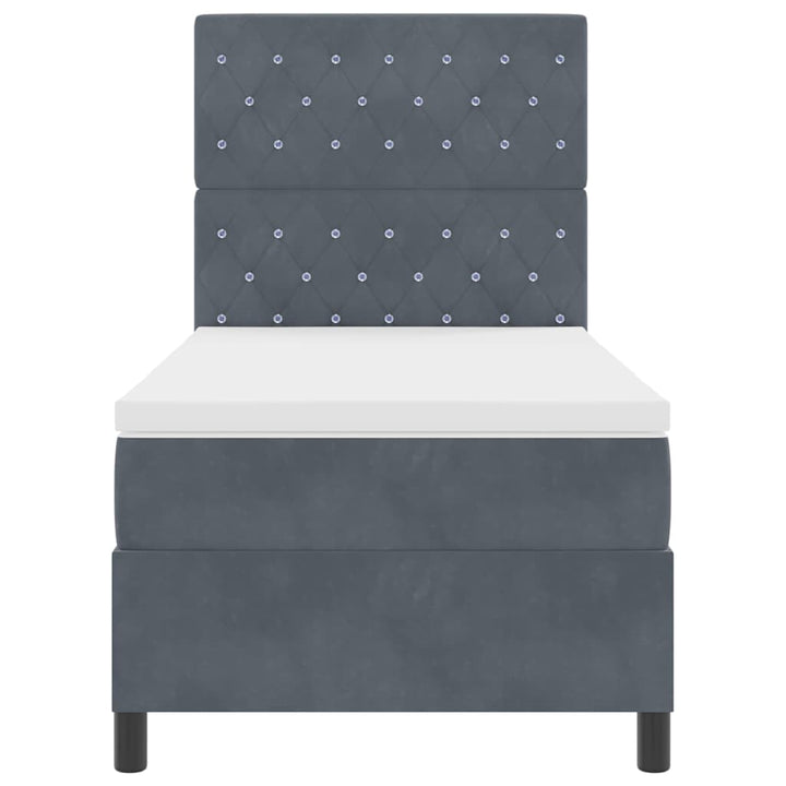 Box spring seng med madras Mørkegrå 100 x 200 cm Fløjl