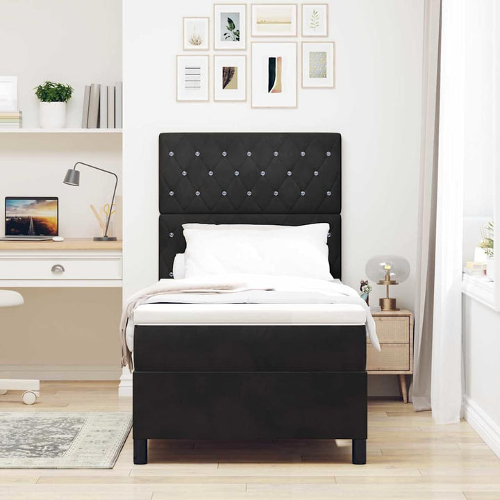 Box spring seng med madras Sort 100 x 200 cm Fløjl