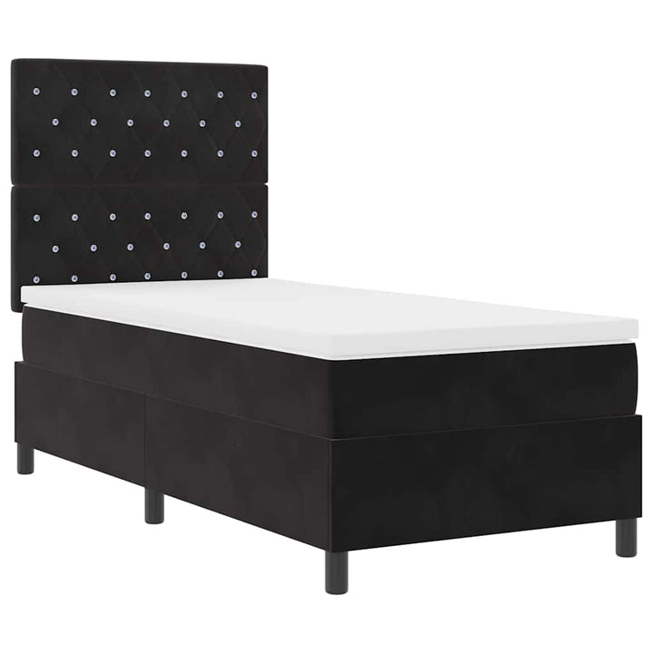 Box spring seng med madras Sort 100 x 200 cm Fløjl