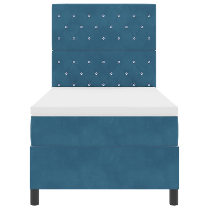 Box spring seng med madras Mørk blå 100 x 200 cm Fløjl