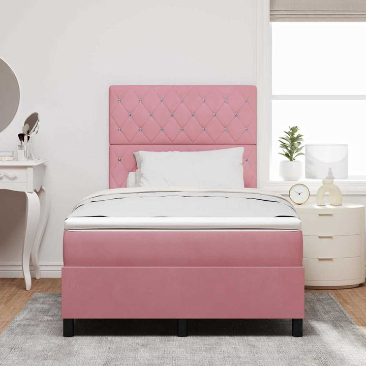 Box spring seng med madras Lyserød 120 x 190 cm Fløjl