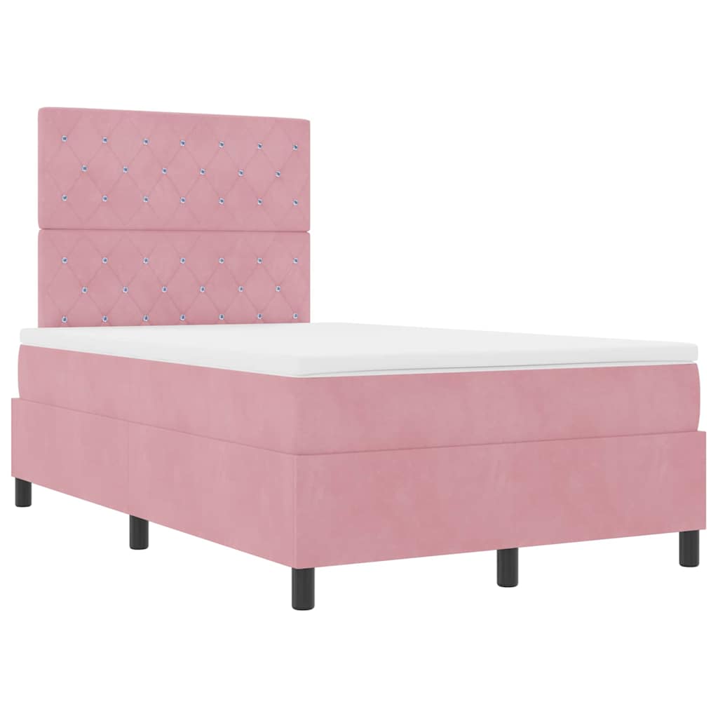 Box spring seng med madras Lyserød 120 x 190 cm Fløjl