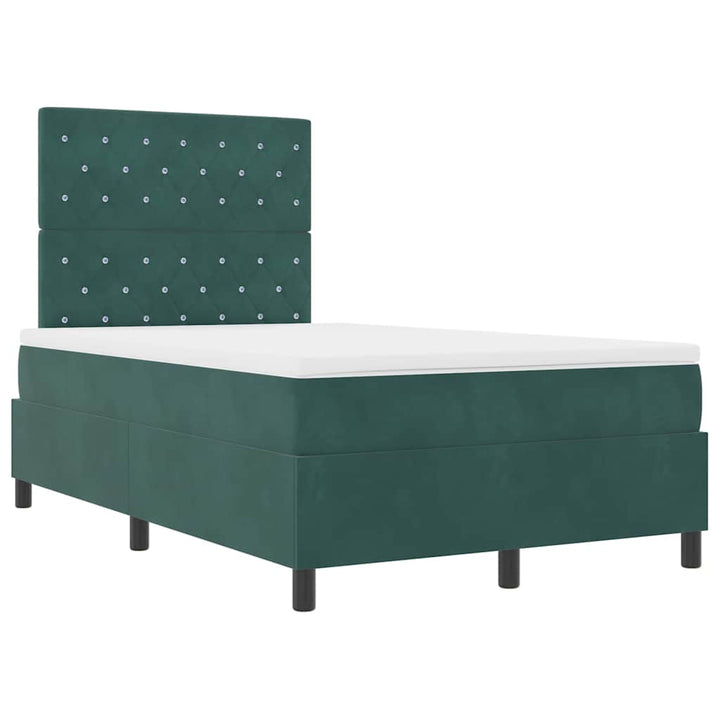 Box spring seng med madras Mørkegrøn 120 x 200 cm Fløjl