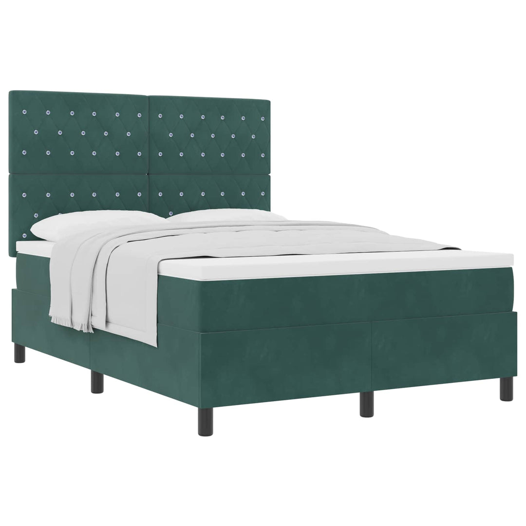 Box spring seng med madras Mørkegrøn 140 x 200 cm Fløjl