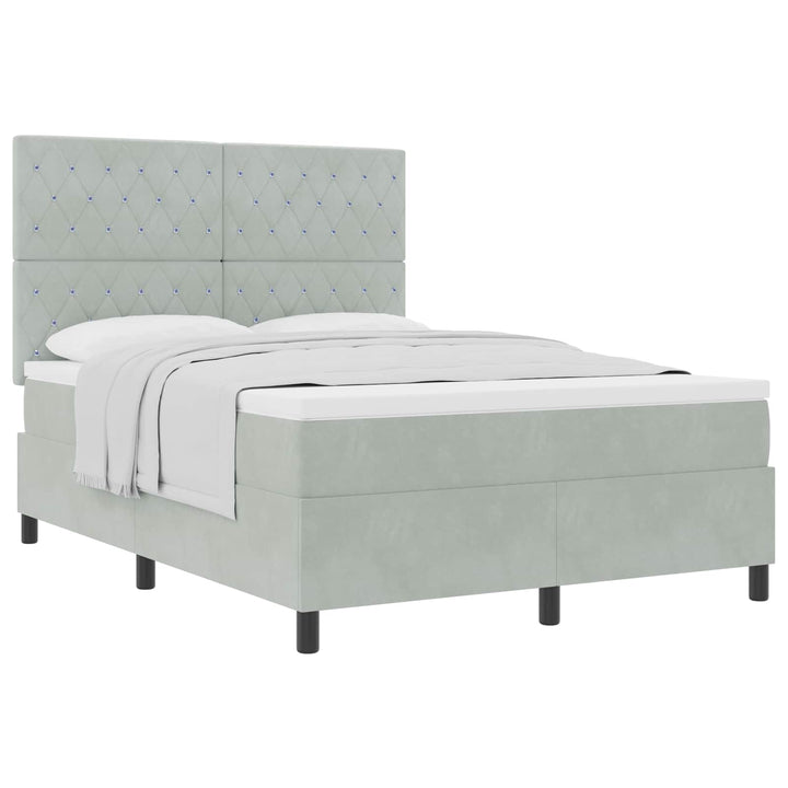 Box spring seng med madras Lysegrå 160 x 200 cm Fløjl