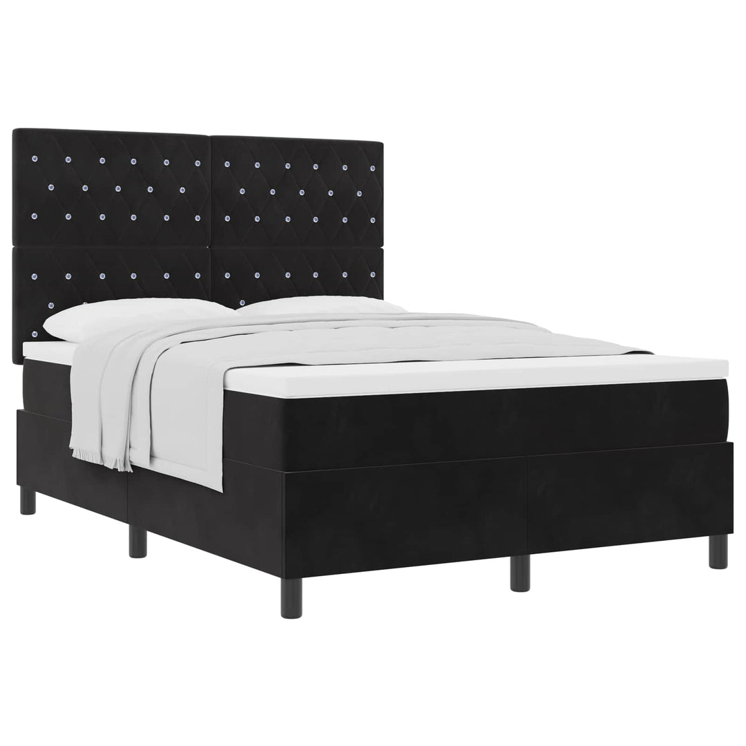 Box spring seng med madras Sort 160 x 200 cm Fløjl