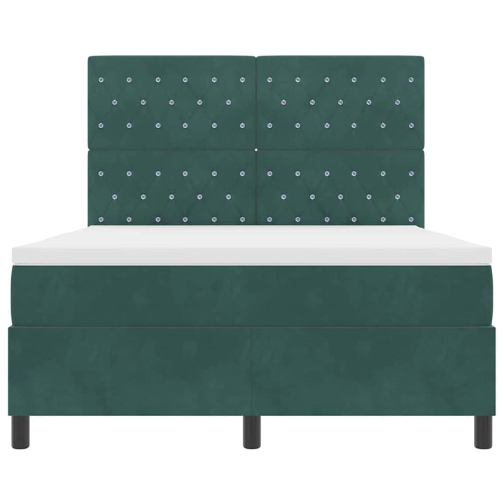 Box spring seng med madras Mørkegrøn 160 x 200 cm Fløjl