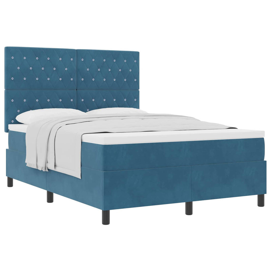 Box spring seng med madras Mørk blå 160 x 200 cm Fløjl
