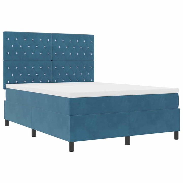 Box spring seng med madras Mørk blå 160 x 200 cm Fløjl