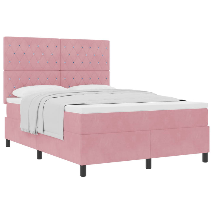 Box spring seng med madras Lyserød 160 x 200 cm Fløjl