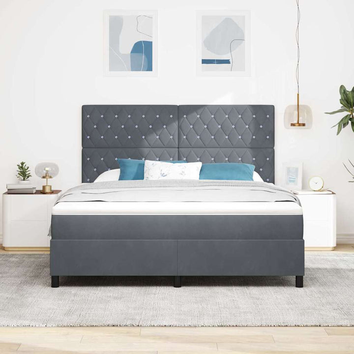 Box spring seng med madras Mørkegrå 180 x 200 cm Fløjl