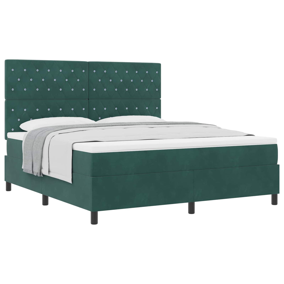 Box spring seng med madras Mørkegrøn 180 x 200 cm Fløjl