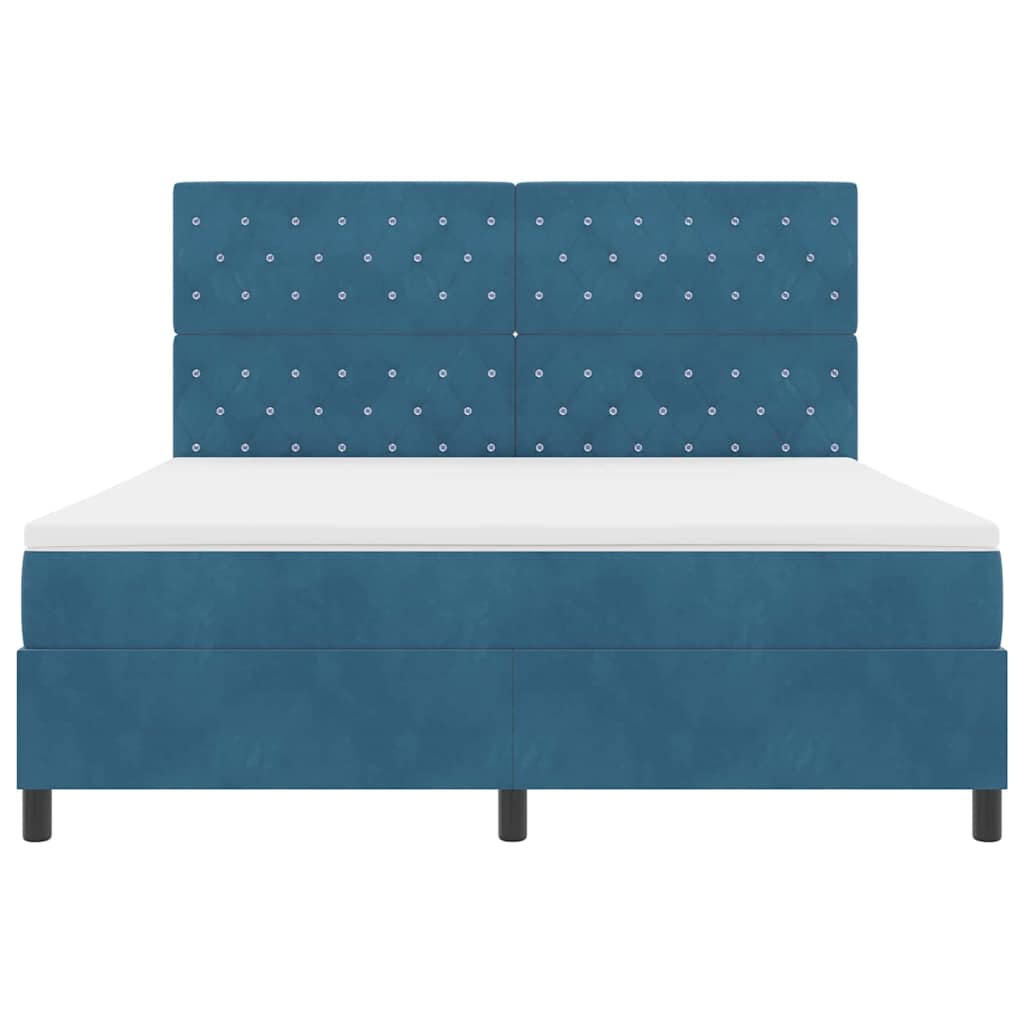 Box spring seng med madras Mørk blå 180 x 200 cm Fløjl