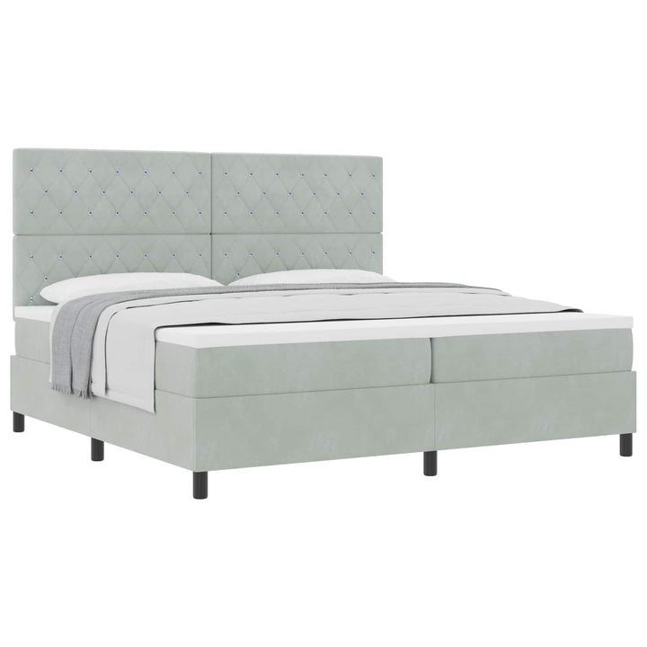 Box spring seng med madras Lysegrå 200 x 200 cm Fløjl