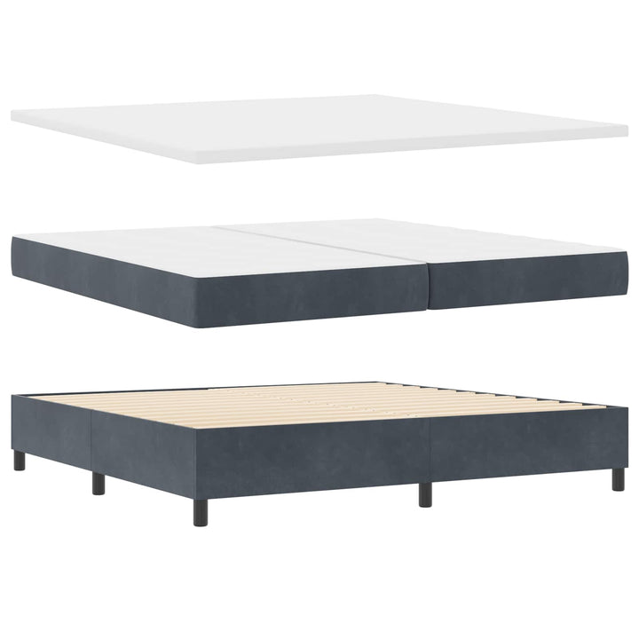 Box spring seng med madras Mørkegrå 200 x 200 cm Fløjl