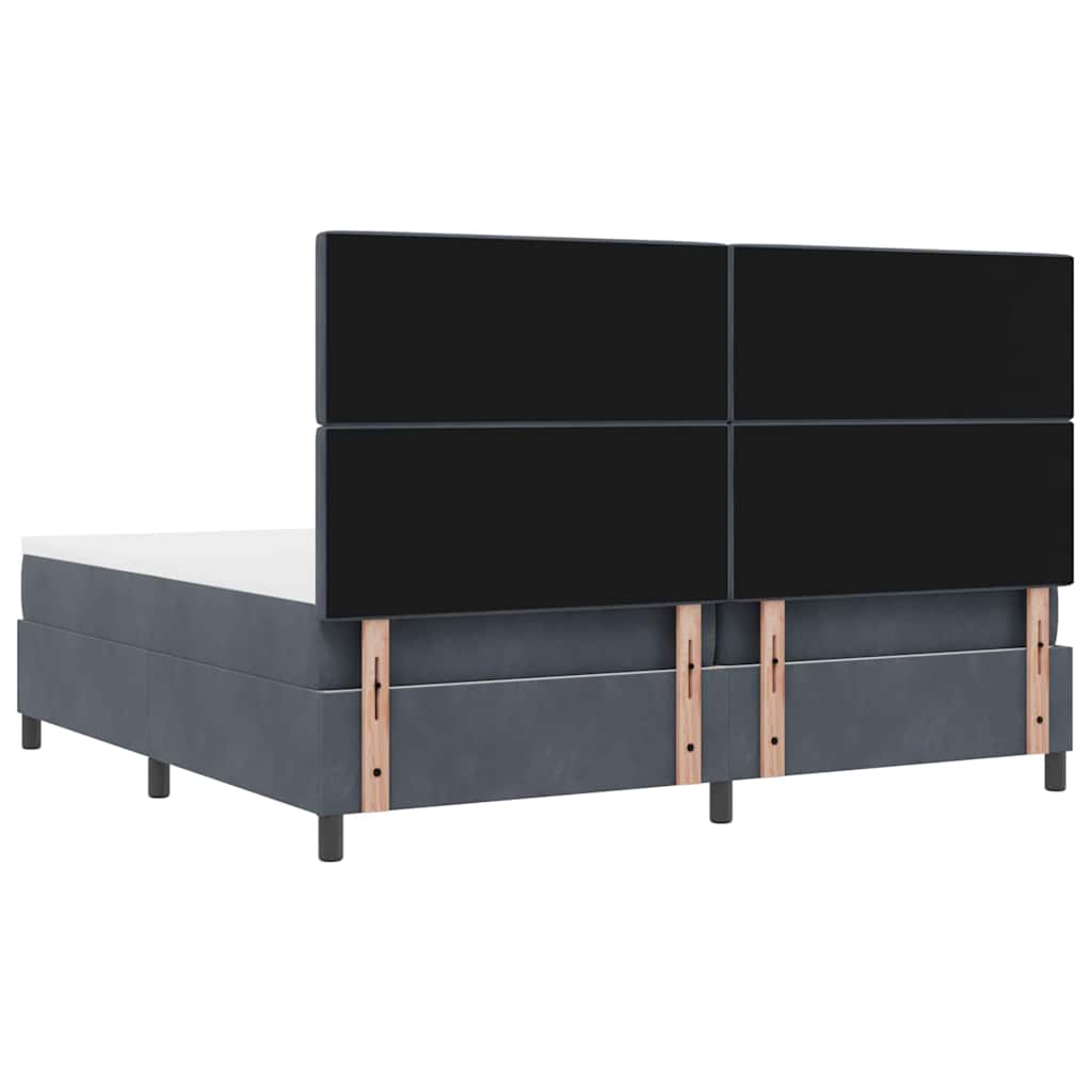 Box spring seng med madras Mørkegrå 200 x 200 cm Fløjl
