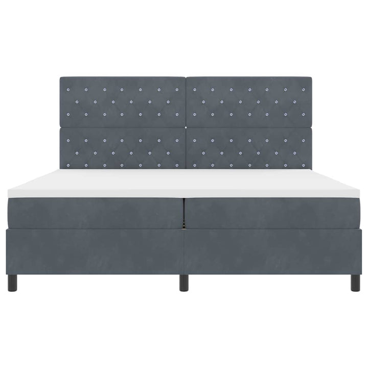 Box spring seng med madras Mørkegrå 200 x 200 cm Fløjl