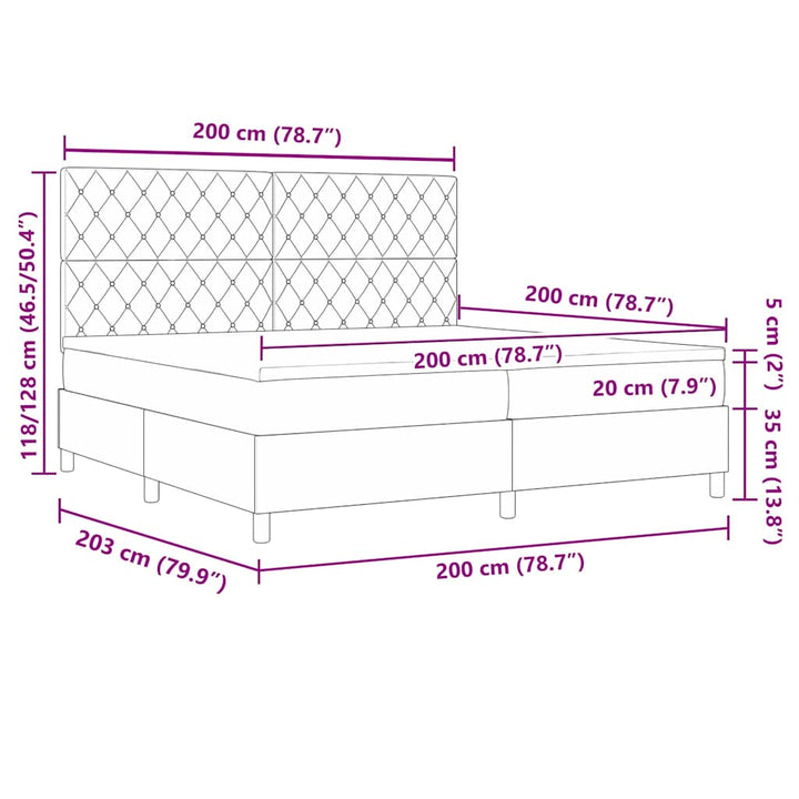 Box spring seng med madras Mørkegrå 200 x 200 cm Fløjl