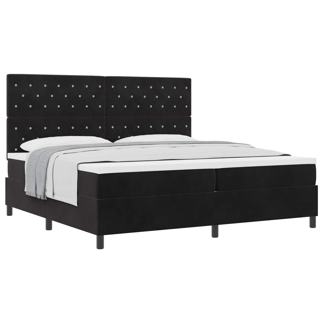 Box spring seng med madras Sort 200 x 200 cm Fløjl