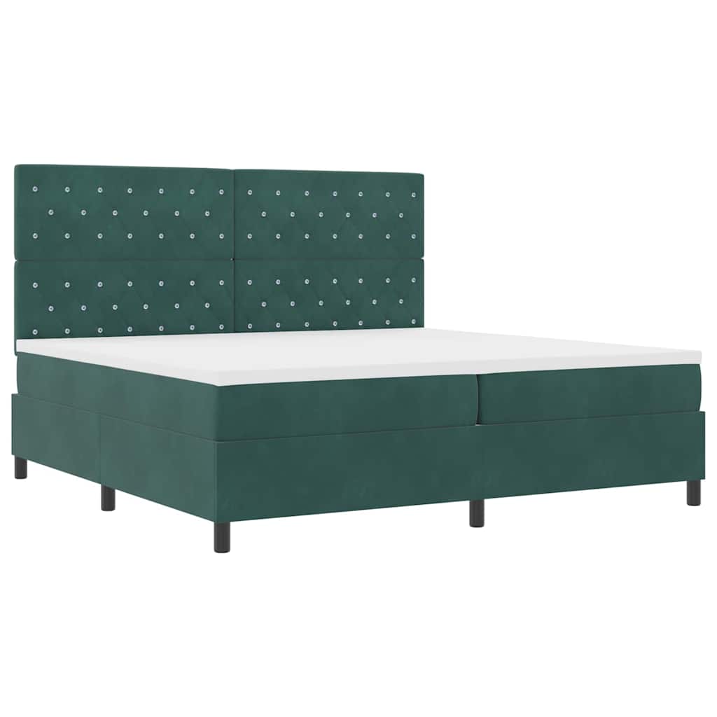 Box spring seng med madras Mørkegrøn 200 x 200 cm Fløjl
