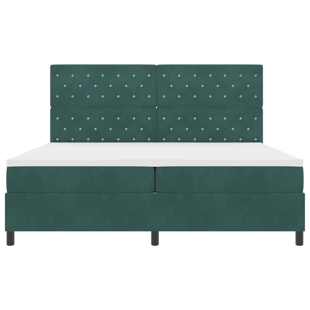 Box spring seng med madras Mørkegrøn 200 x 200 cm Fløjl