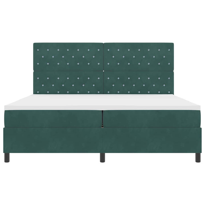 Box spring seng med madras Mørkegrøn 200 x 200 cm Fløjl