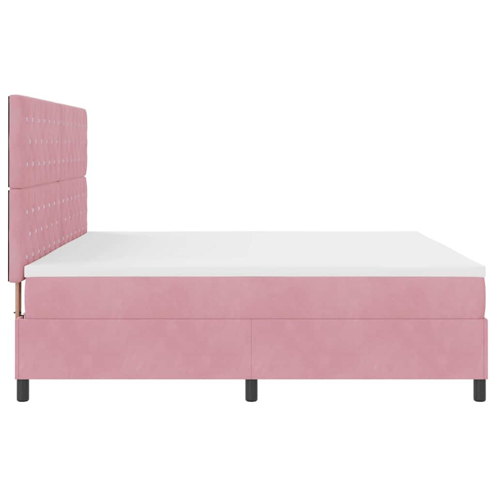 Box spring seng med hovedgærde Lyserød 200 x 200 cm Fløjl